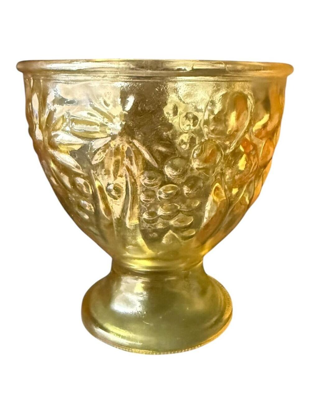 Vintage Avon Yellwo Amber Floral Glass Embossed Candy Dish
